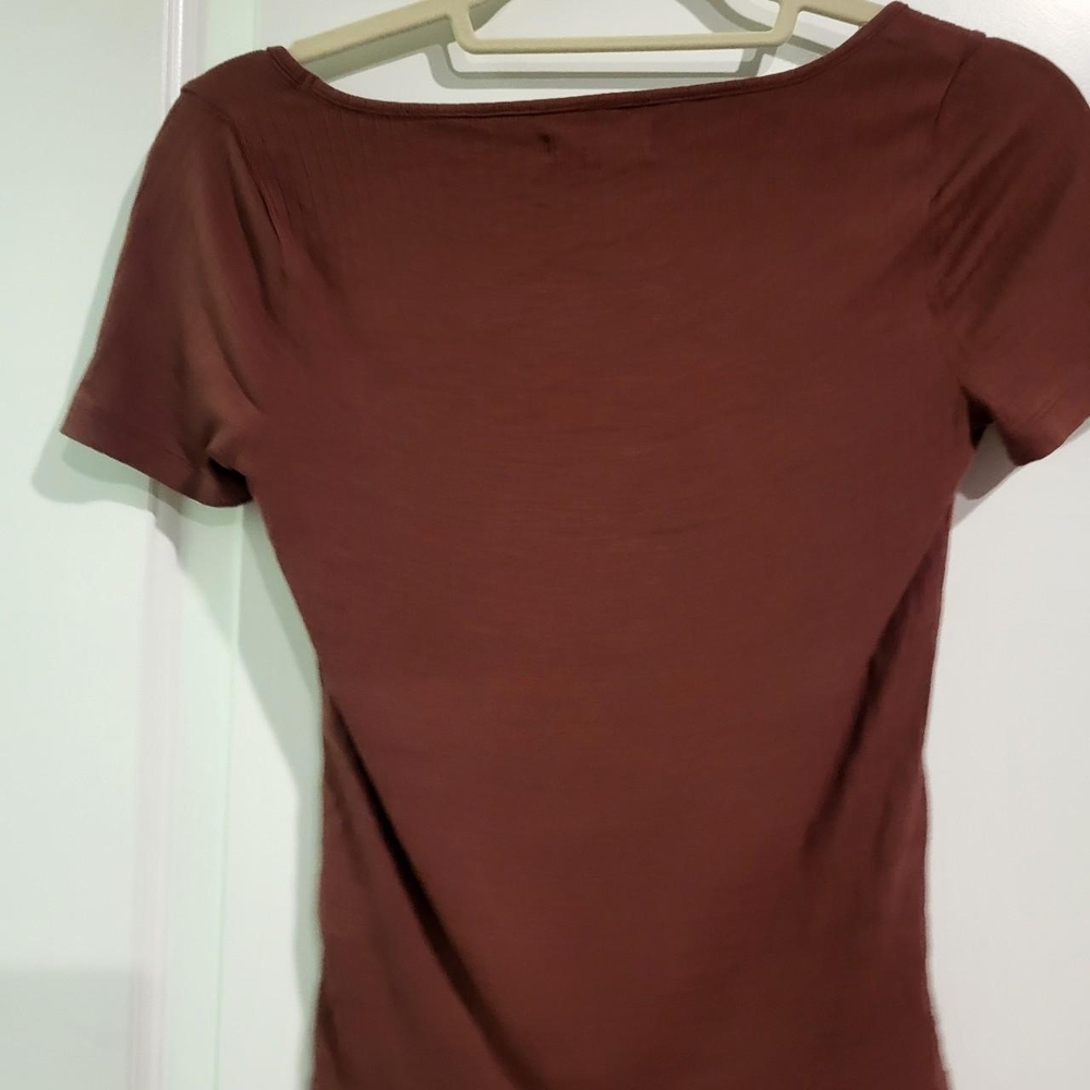 Madewell Ribbed Square Neck Tee - Rust - Picture 2 of 4